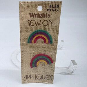 Wrights Sew-On Rainbow Appliques 193 124 2 Embroidered Motifs 1.5"x.75"